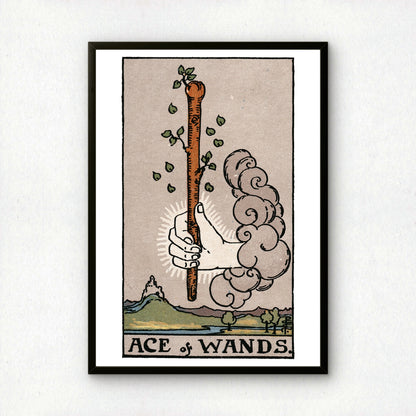 Ace of Wands Tarot Card Print | Rider-Waite Tarot Deck | Wall Art Giclée