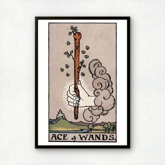 Ace of Wands Tarot Card Print | Rider-Waite Tarot Deck | Wall Art Giclée