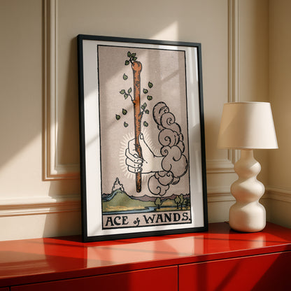 Ace of Wands Tarot Card Print | Rider-Waite Tarot Deck | Wall Art Giclée