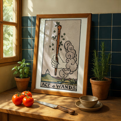 Ace of Wands Tarot Card Print | Rider-Waite Tarot Deck | Wall Art Giclée