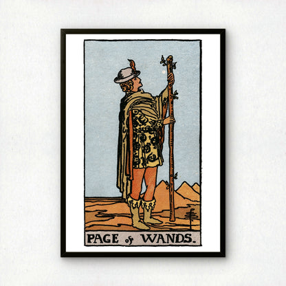 Page of Wands Tarot Card Print | Rider-Waite Tarot Deck | Wall Art Giclée