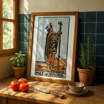 Page of Wands Tarot Card Print | Rider-Waite Tarot Deck | Wall Art Giclée