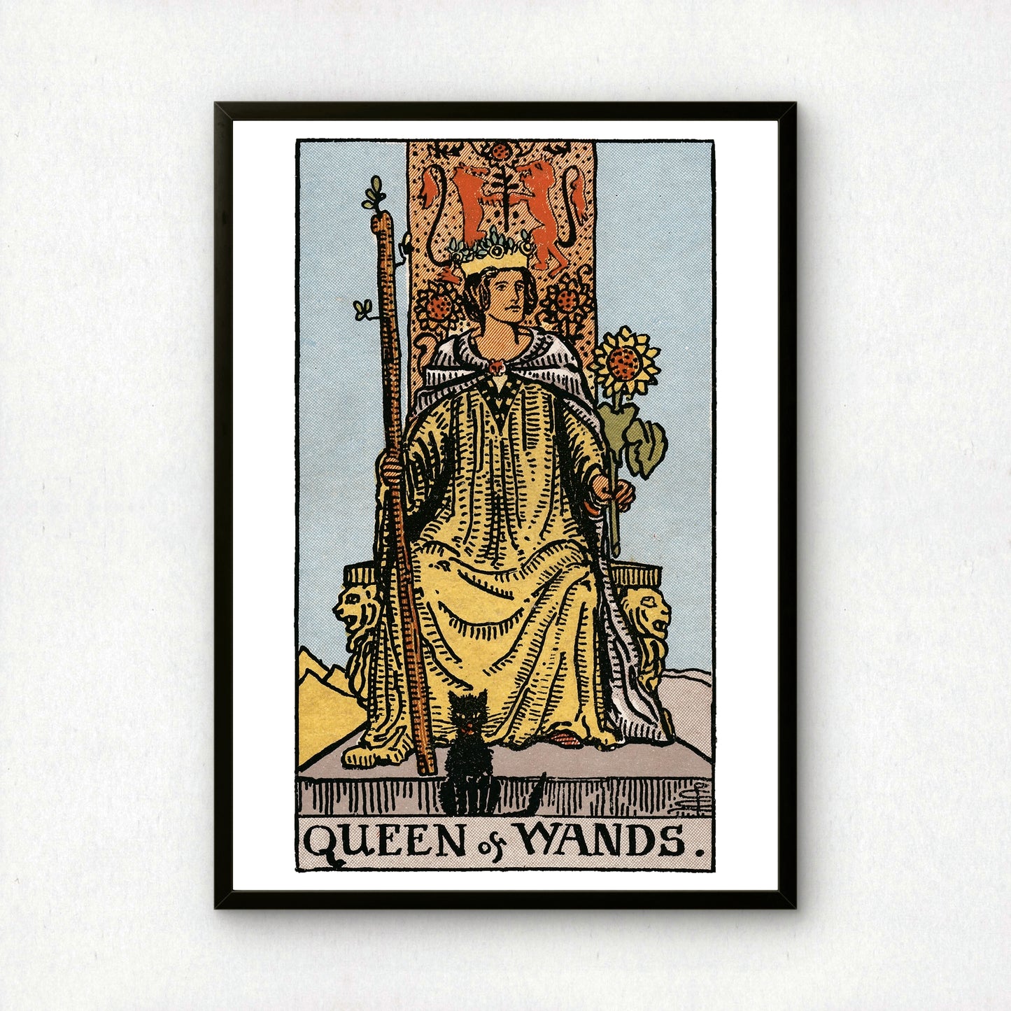 Queen of Wands Tarot Card Print | Rider-Waite Tarot Deck | Wall Art Giclée