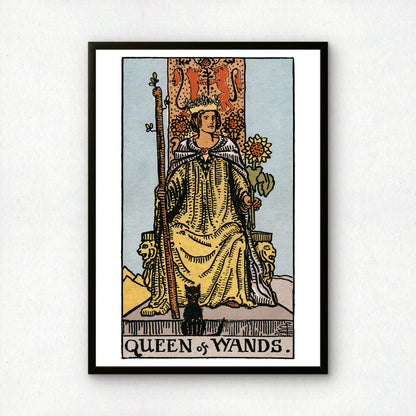 Queen of Wands Tarot Card Print | Rider-Waite Tarot Deck | Wall Art Giclée