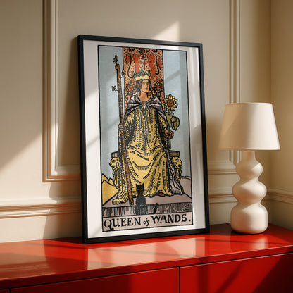 Queen of Wands Tarot Card Print | Rider-Waite Tarot Deck | Wall Art Giclée