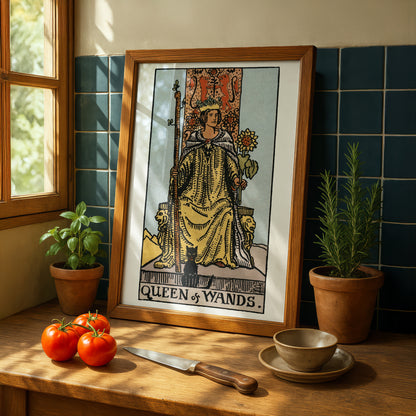 Queen of Wands Tarot Card Print | Rider-Waite Tarot Deck | Wall Art Giclée
