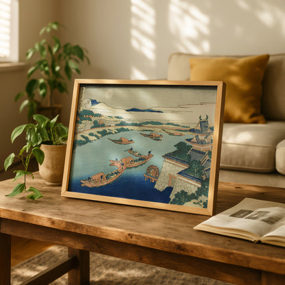 Moonlight on the Yodo River by Katsushika Hokusai | Premium Art Print