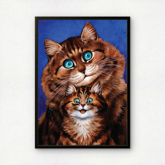 Louis Wain: Mother and Child Cat Painting | Giclée Art Print | High Quality