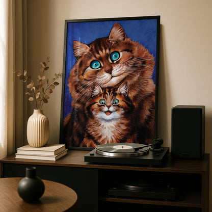 Louis Wain: Mother and Child Cat Painting | Giclée Art Print | High Quality