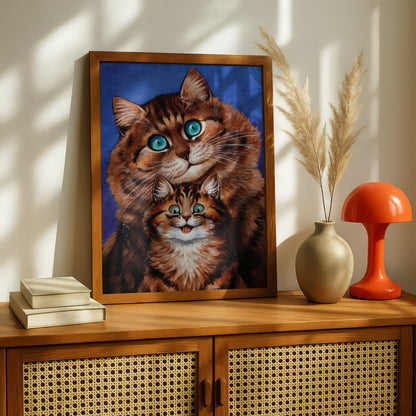 Louis Wain: Mother and Child Cat Painting | Giclée Art Print | High Quality