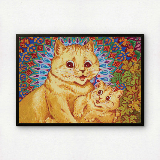 Louis Wain: Mother Cat with Kitten | Premium Giclée Art Print | High Quality