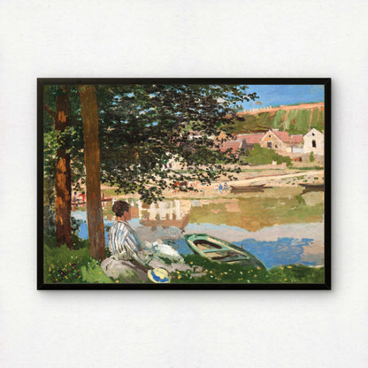 Monet On the Bank of the Seine, Bennecourt Art Print | Giclee Fine Art Reproduction | Impressionist Wall Decor