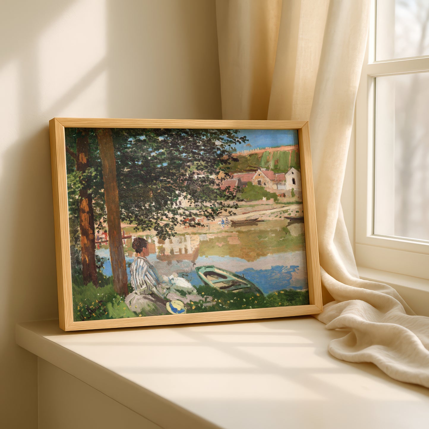 Monet On the Bank of the Seine, Bennecourt Art Print | Giclee Fine Art Reproduction | Impressionist Wall Decor