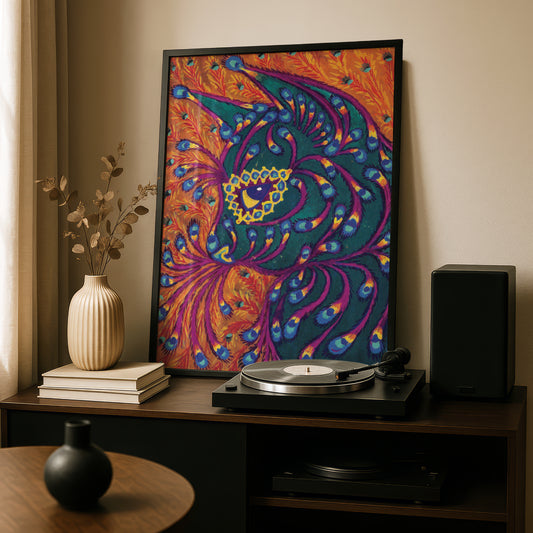 Louis Wain: Peacock Cat | Psychedelic Cat Poster | Giclée Fine Art Print