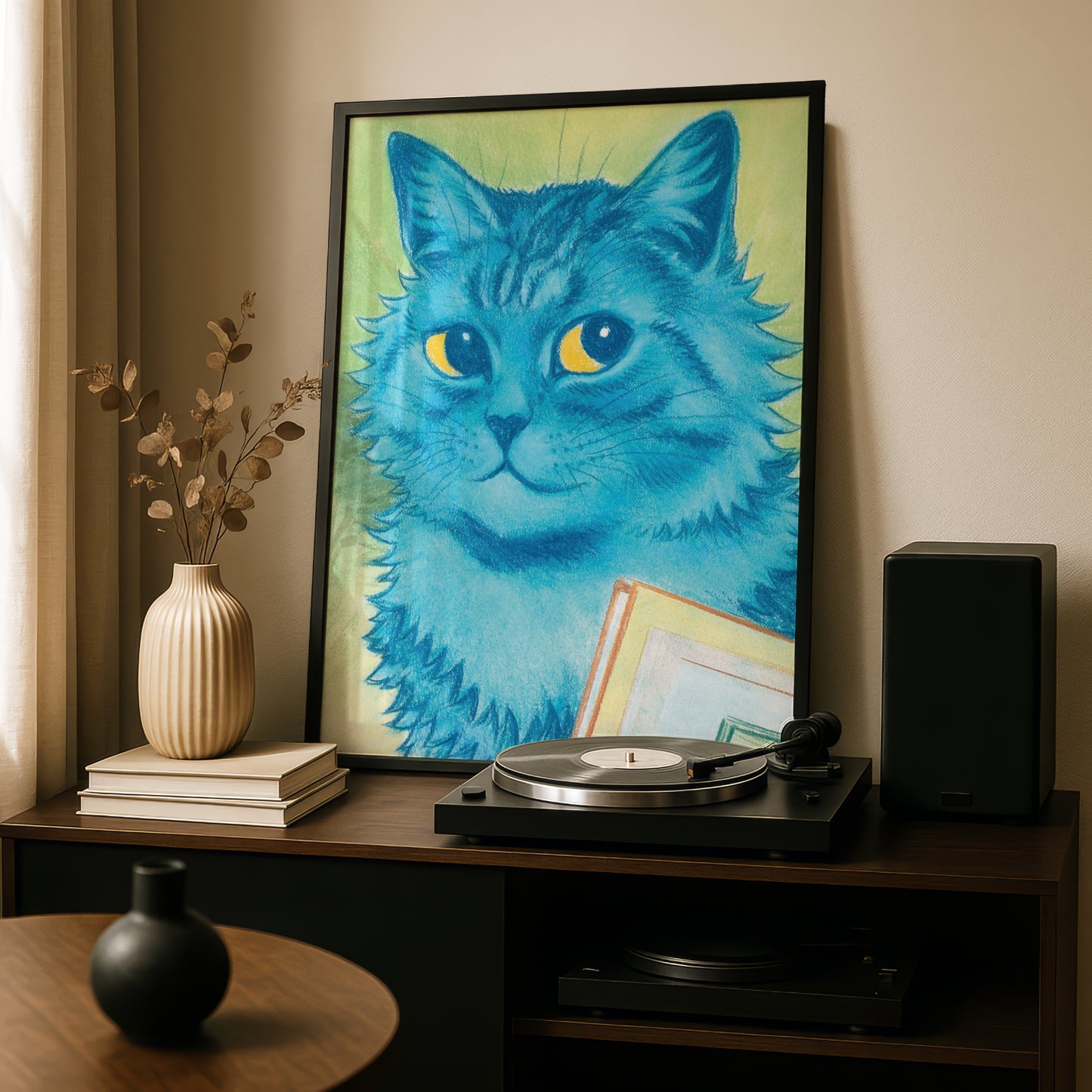 Louis Wain: Pensive Puss Cat Print | Giclée Fine Art Poster | Cat Lover Birthday Present