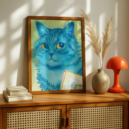 Louis Wain: Pensive Puss Cat Print | Giclée Fine Art Poster | Cat Lover Birthday Present