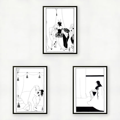 Edgar Allan Poe Illustrations (Set of 3) by Aubrey Beardsley | Premium B&W Art Prints