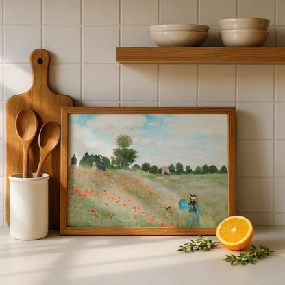 Monet Poppies: The Poppy Field near Argenteuil Art Print | Giclee Fine Art Reproduction | Impressionist Wall Decor