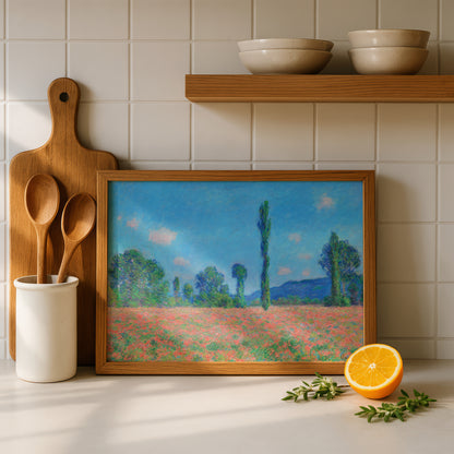 Monet Poppy Field, Giverny Art Print | Giclee Fine Art Reproduction | Impressionist Wall Decor