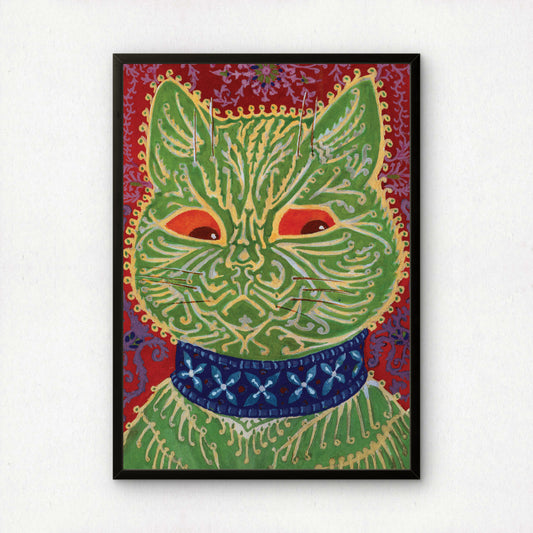 Louis Wain: Psychedelic Green Cat Art Print | Giclée Fine Art Poster