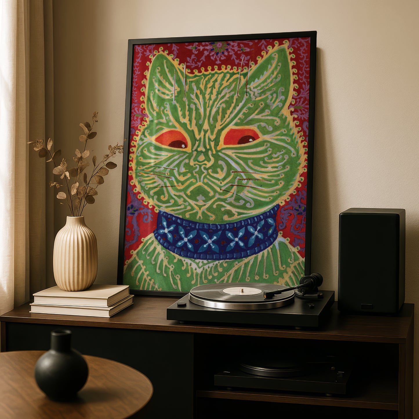 Louis Wain: Psychedelic Green Cat Art Print | Giclée Fine Art Poster
