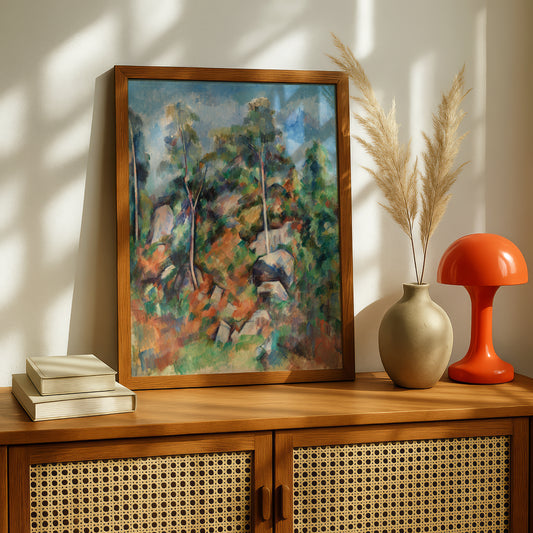 Rocks and Trees by Paul Cezanne Print | Premium Giclee Art Print | Post-Impressionist Wall Art | Museum Quality Reproduction | Fine Art Print
