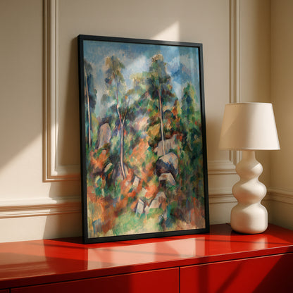 Rocks and Trees by Paul Cezanne Print | Premium Giclee Art Print | Post-Impressionist Wall Art | Museum Quality Reproduction | Fine Art Print