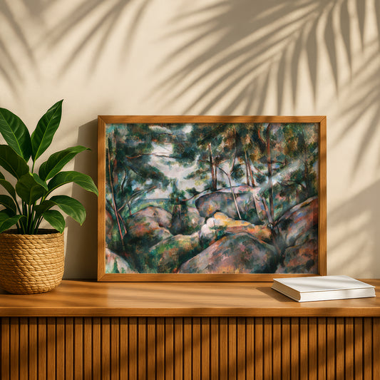 Rocks in the Forest by Paul Cezanne Print | Premium Giclee Art Print | Post-Impressionist Wall Art | Museum Quality Reproduction | Fine Art Print