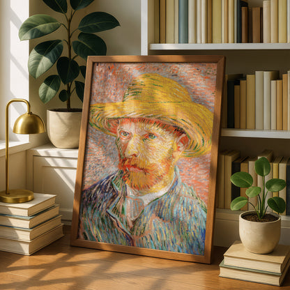 Self-Portrait with a Straw Hat (1887) by Vincent Van Gogh | Premium Giclée Art Print | Museum Quality Wall Art