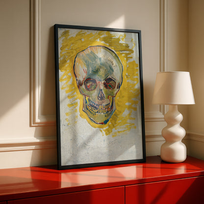 Skull on Yellow (1887) by Vincent Van Gogh | Premium Giclée Art Print | Museum Quality Wall Art