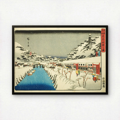 Snow at Akabane Bridge in Shiba by Utagawa Hiroshige | Premium Art Print