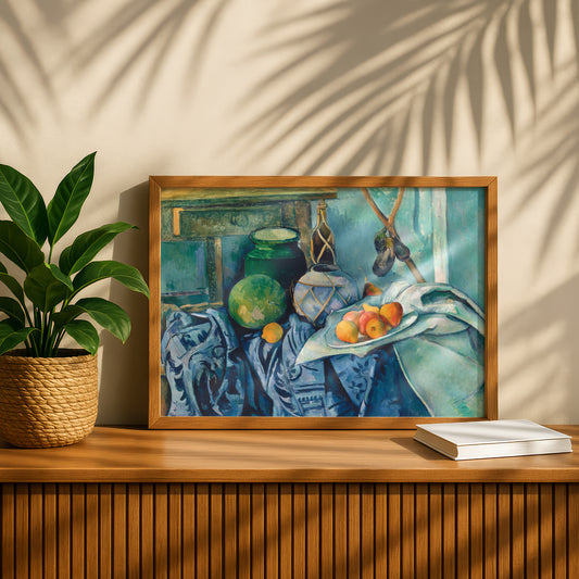 Still Life with a Ginger Jar and Eggplants by Paul Cezanne Print | Premium Giclee Art Print | Post-Impressionist Wall Art | Museum Quality
