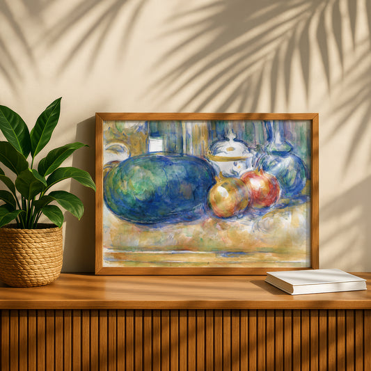 Still-Life with a Watermelon and Pomegranates by Paul Cezanne Print | Premium Giclee Art Print | Post-Impressionist Wall Art | Museum Quality