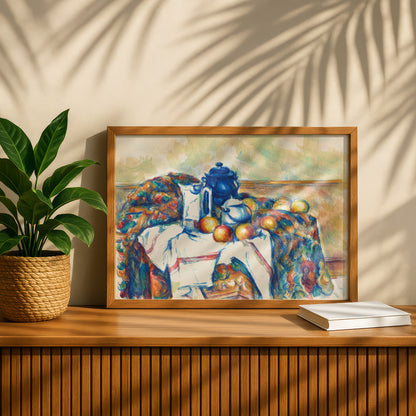 Still Life with Blue Pot by Paul Cezanne Print | Premium Giclee Art Print | Post-Impressionist Wall Art | Museum Quality Reproduction | Fine Art Print