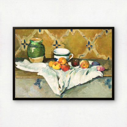 Still Life with Jar, Cup and Apples by Paul Cezanne Print | Premium Giclee Art Print | Post-Impressionist Wall Art | Museum Quality Reproduction
