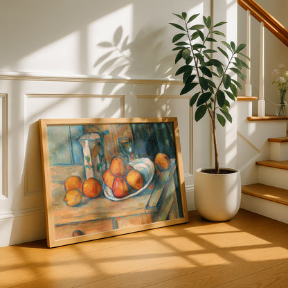 Still Life with Milk Jug and Fruit by Paul Cezanne Print | Premium Giclee Art Print | Post-Impressionist Wall Art | Museum Quality Reproduction