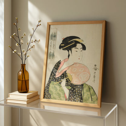 Takashima Ohisa (Fan) by Kitagawa Utamaro | Premium Art Print