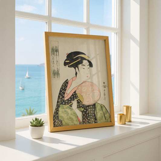 Takashima Ohisa (Fan) by Kitagawa Utamaro | Premium Art Print