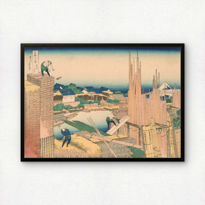 Tatekawa River Lumberyard at Honjo by Katsushika Hokusai | Premium Art Print