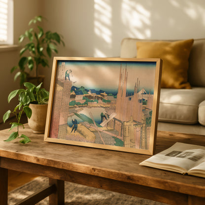 Tatekawa River Lumberyard at Honjo by Katsushika Hokusai | Premium Art Print