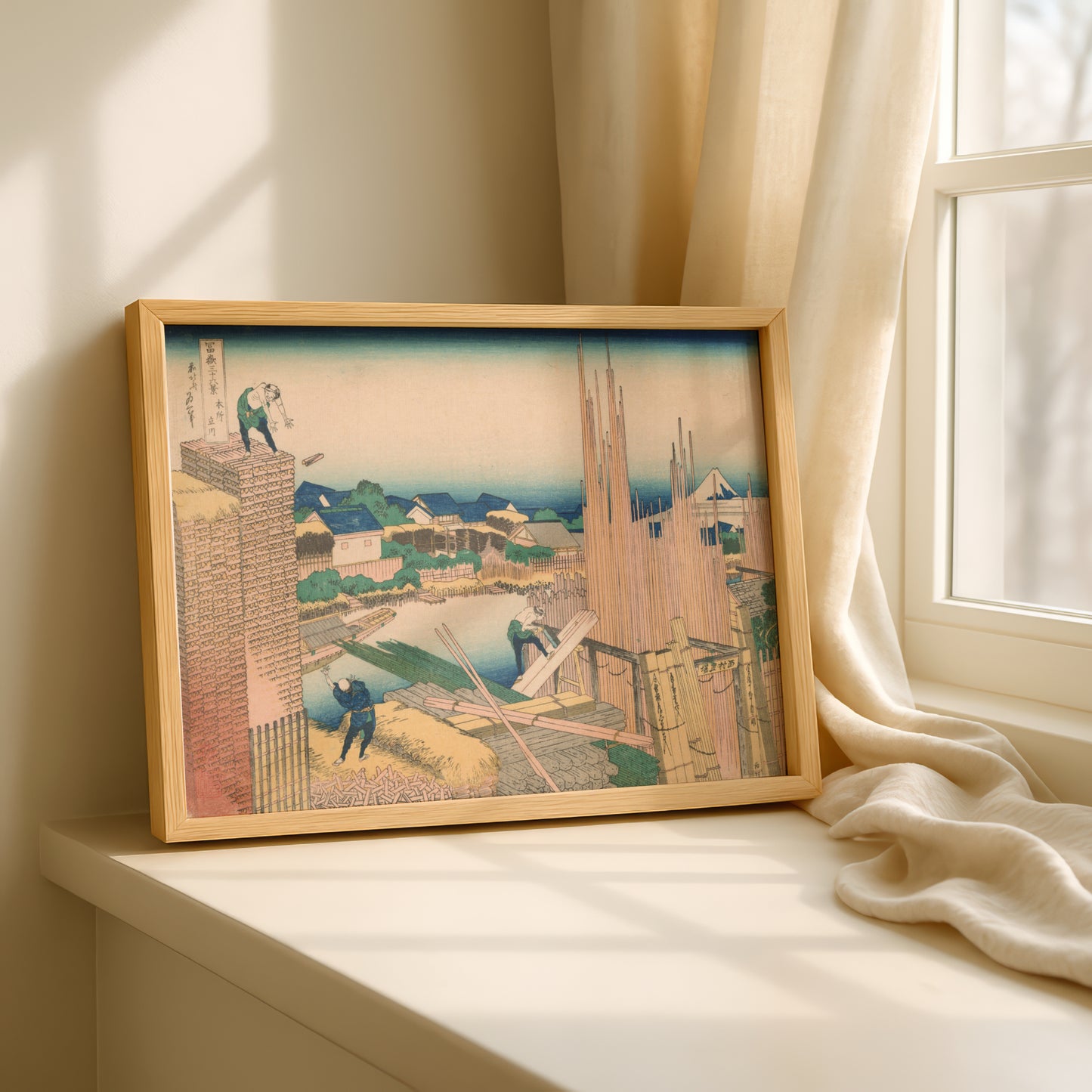 Tatekawa River Lumberyard at Honjo by Katsushika Hokusai | Premium Art Print