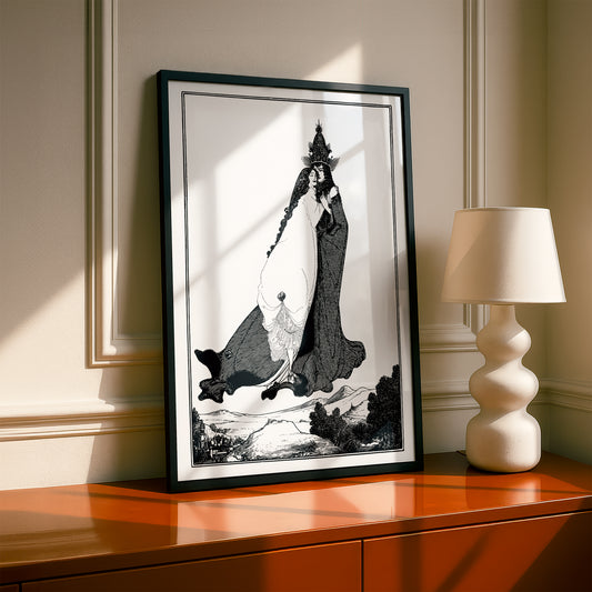 The Ascension of Saint Rose of Lima by Aubrey Beardsley | Premium B&W Art Print