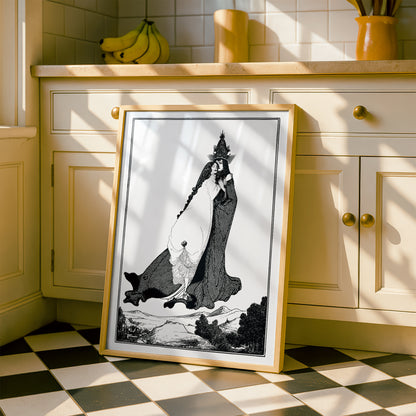 The Ascension of Saint Rose of Lima by Aubrey Beardsley | Premium B&W Art Print