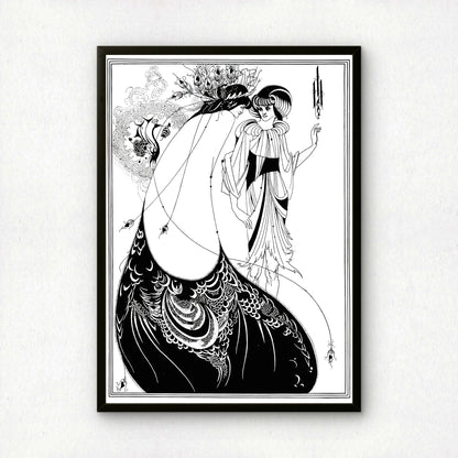The Peacock Skirt by Aubrey Beardsley | Premium B&W Art Print
