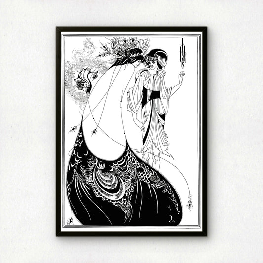 The Peacock Skirt by Aubrey Beardsley | Premium B&W Art Print