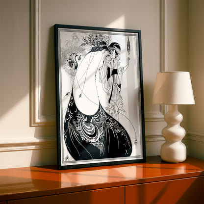 The Peacock Skirt by Aubrey Beardsley | Premium B&W Art Print