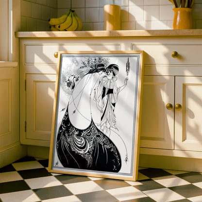The Peacock Skirt by Aubrey Beardsley | Premium B&W Art Print