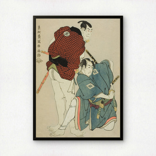 The Actors Ichikawa Omezo I (R) as Tomita Hyotaro and Otani Oniji III (L) as Kawashima Jibugoro by Toshusai Sharaku | Premium Art Print