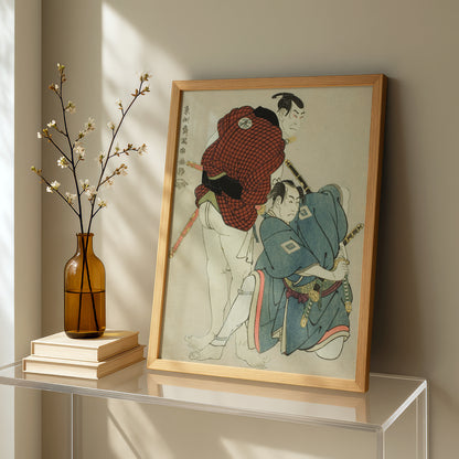 The Actors Ichikawa Omezo I (R) as Tomita Hyotaro and Otani Oniji III (L) as Kawashima Jibugoro by Toshusai Sharaku | Premium Art Print