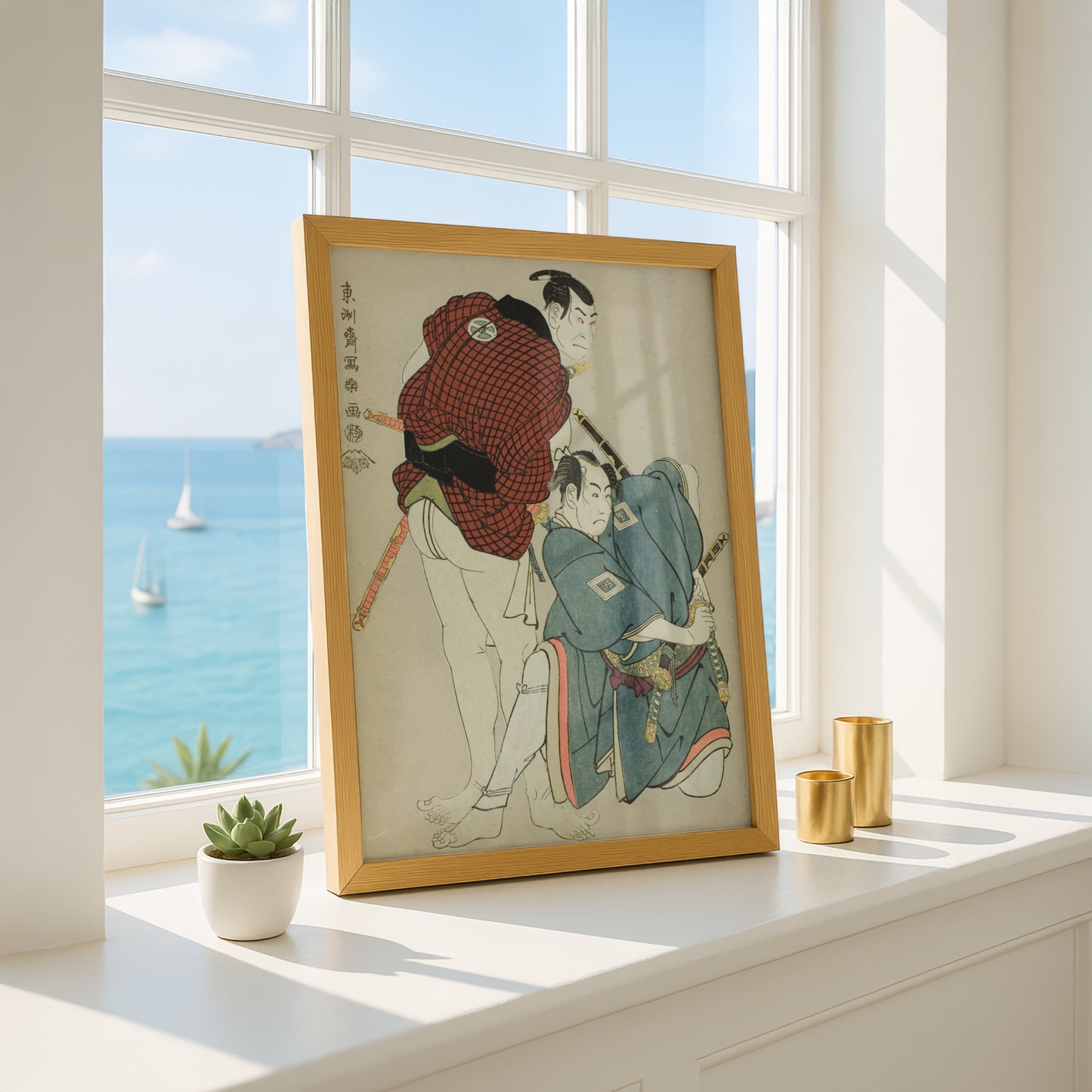 The Actors Ichikawa Omezo I (R) as Tomita Hyotaro and Otani Oniji III (L) as Kawashima Jibugoro by Toshusai Sharaku | Premium Art Print